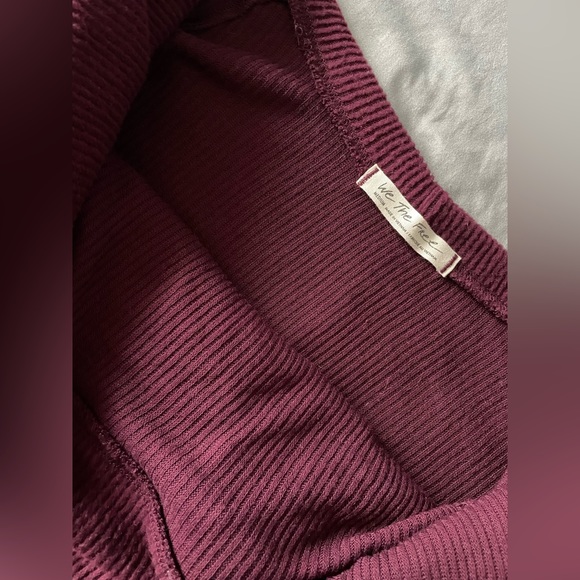 Free People Snowbunny, Long Sleeve Bardot Sweater in “Wine Du Vin”- Size Medium - Picture 2 of 3
